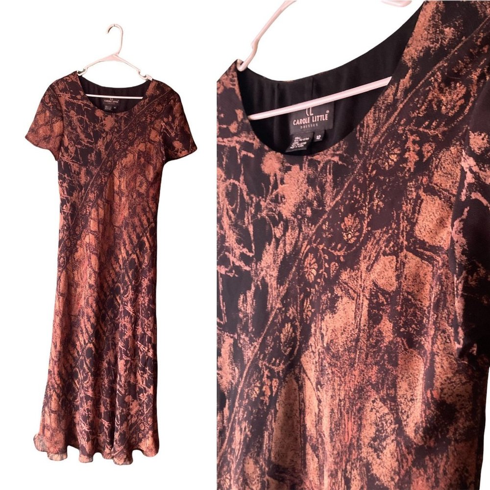 Medium | Large | 12 | Vintage 90's Carole Little Brown and Black maxi dress